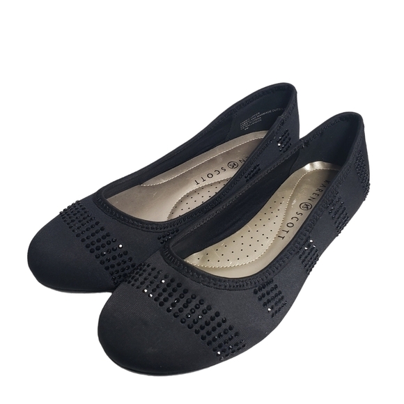 Karen Scott Ralleigh Black Rhinestone Fabric Ballet Flats Sz 6M - Picture 1 of 10
